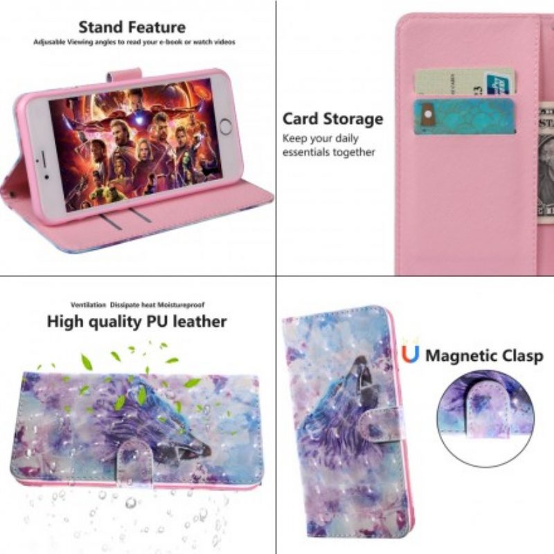 Flip Case Für Samsung Galaxy A50 Aquarell-wolf