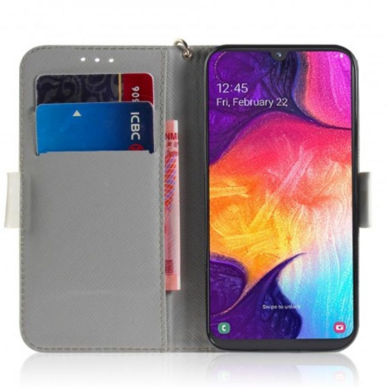 Flip Case Für Samsung Galaxy A50 Mit Kordel Blühender Zweig Mit Riemen