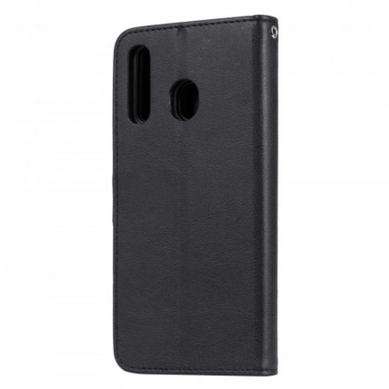 Flip Case Für Samsung Galaxy A50 Mit Kordel Riemchenledereffekt