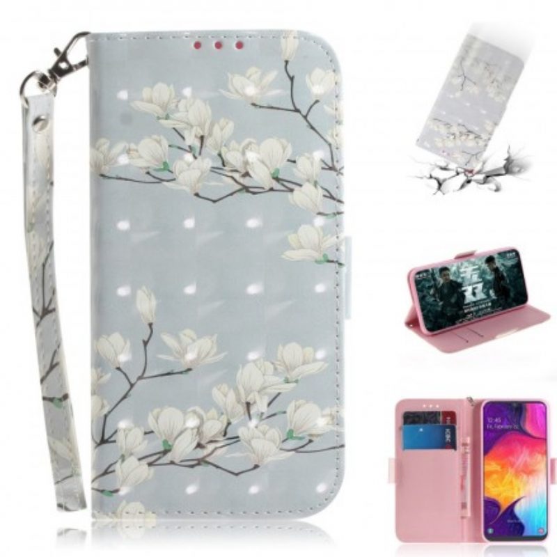 Flip Case Für Samsung Galaxy A50 Mit Kordel Strap Blumenbaum