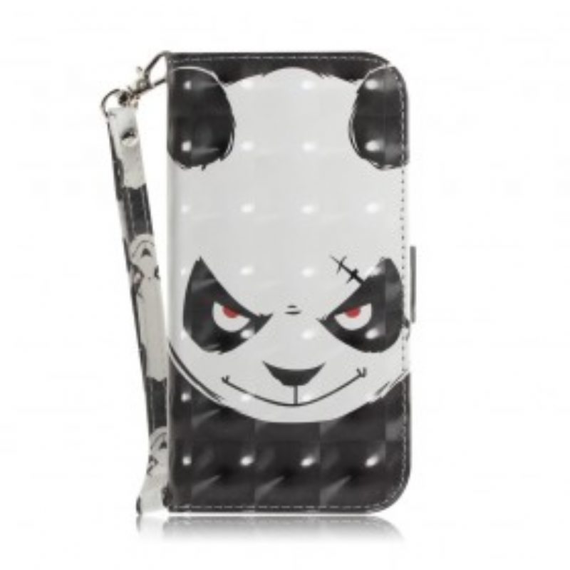 Flip Case Für Samsung Galaxy A50 Mit Kordel Wütender Panda Mit Schlüsselband