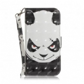 Flip Case Für Samsung Galaxy A50 Mit Kordel Wütender Panda Mit Schlüsselband