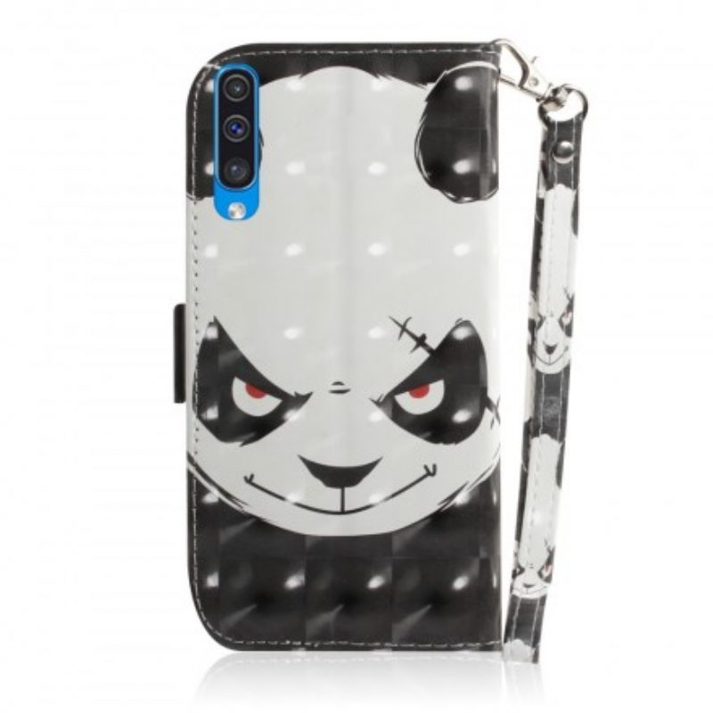 Flip Case Für Samsung Galaxy A50 Mit Kordel Wütender Panda Mit Schlüsselband