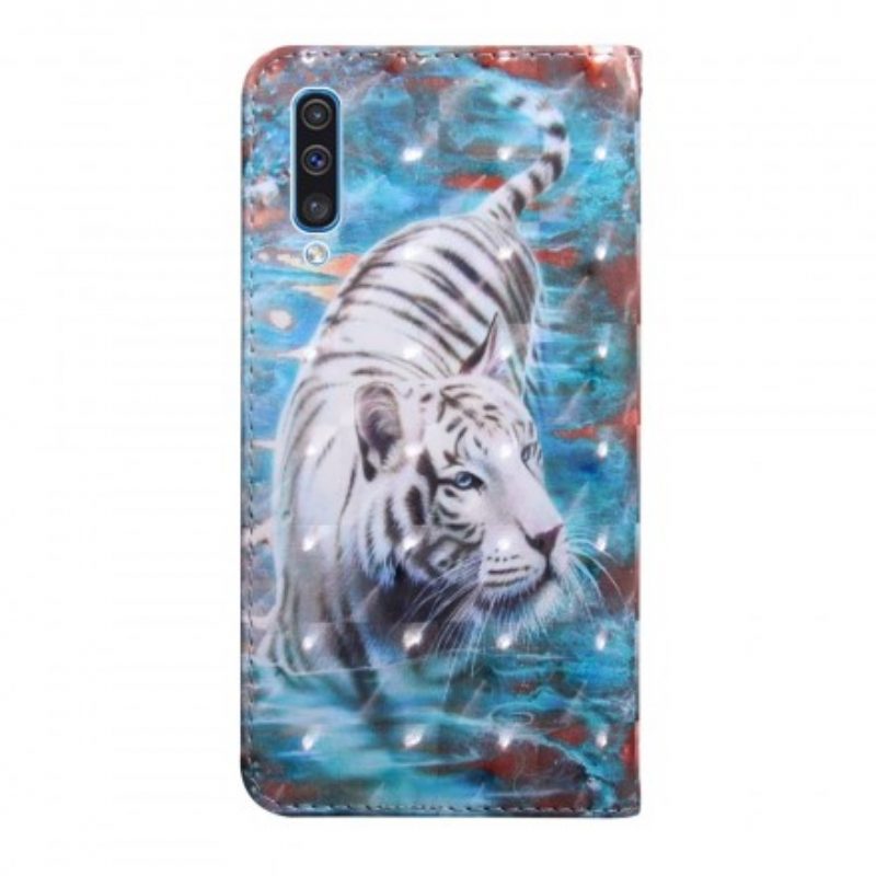 Flip Case Für Samsung Galaxy A50 Tiger Im Wasser