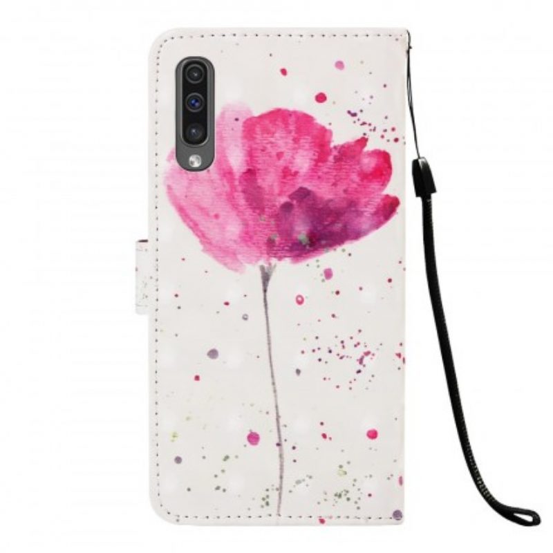 Handyhülle Lederhüllen Für Samsung Galaxy A50 Aquarellmohn