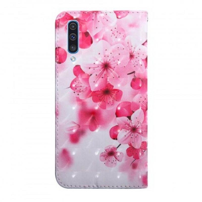 Lederhüllen Für Samsung Galaxy A50 Pinke Blumen