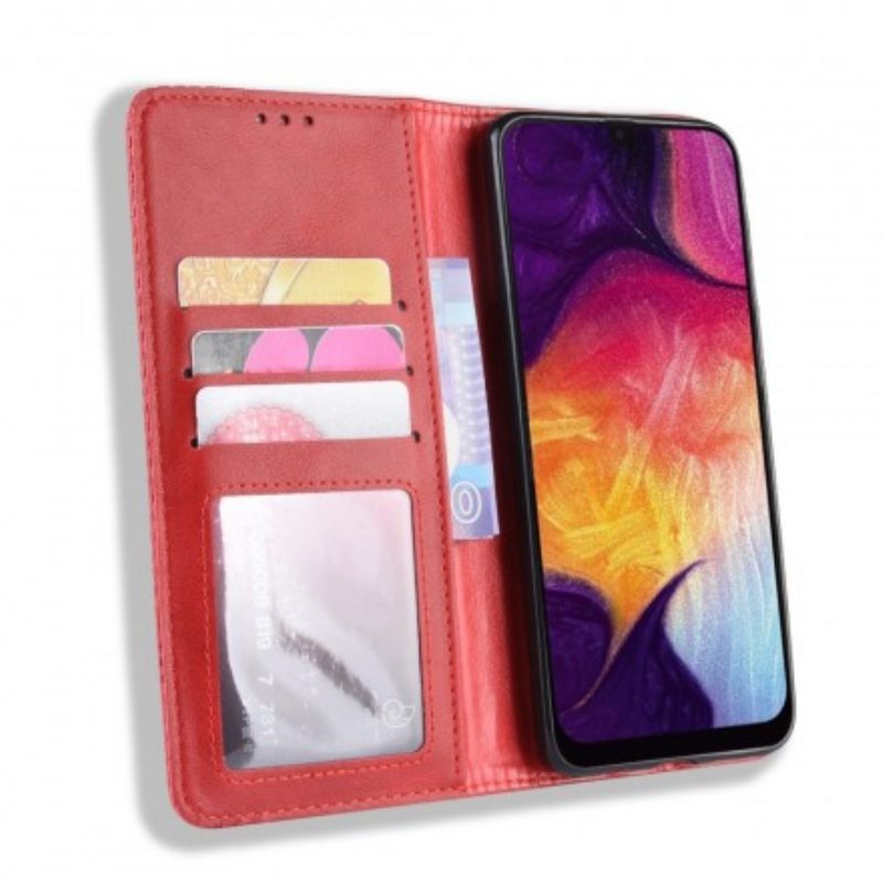 Schutzhülle Für Samsung Galaxy A50 Flip Case Stilisierter Vintage-ledereffekt