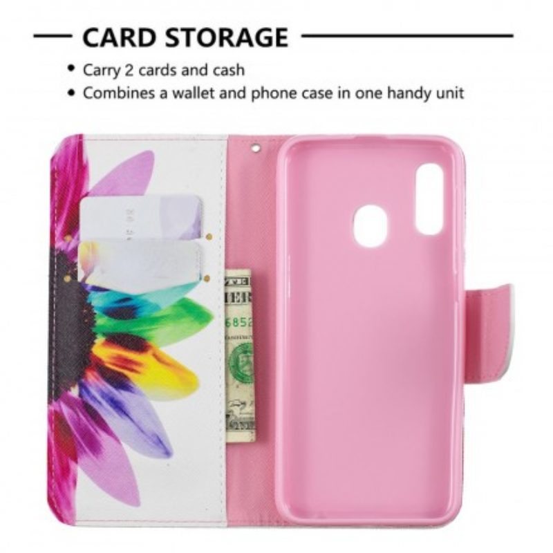 Flip Case Für Samsung Galaxy A20e Aquarellblume