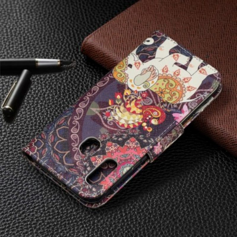 Flip Case Für Samsung Galaxy A20e Ethnische Elefanten-mandala