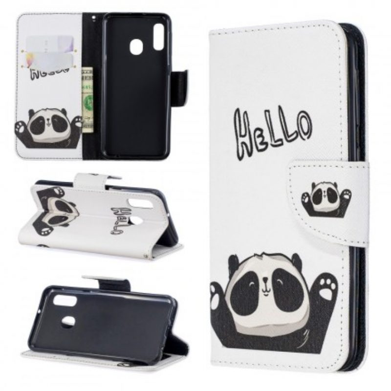 Flip Case Für Samsung Galaxy A20e Hallo Panda