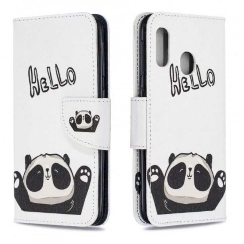 Flip Case Für Samsung Galaxy A20e Hallo Panda