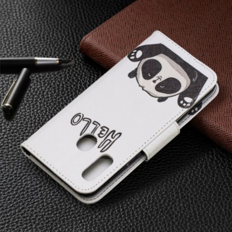 Flip Case Für Samsung Galaxy A20e Hallo Panda