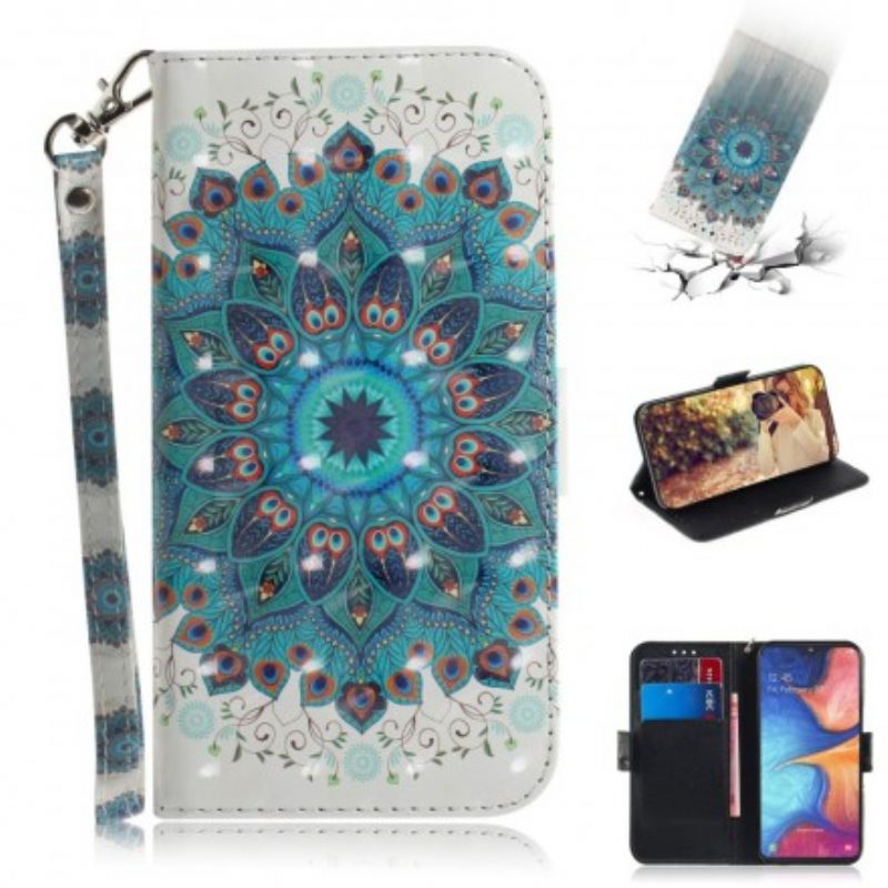 Flip Case Für Samsung Galaxy A20e Mit Kordel Meisterhaftes Mandala Mit Riemen