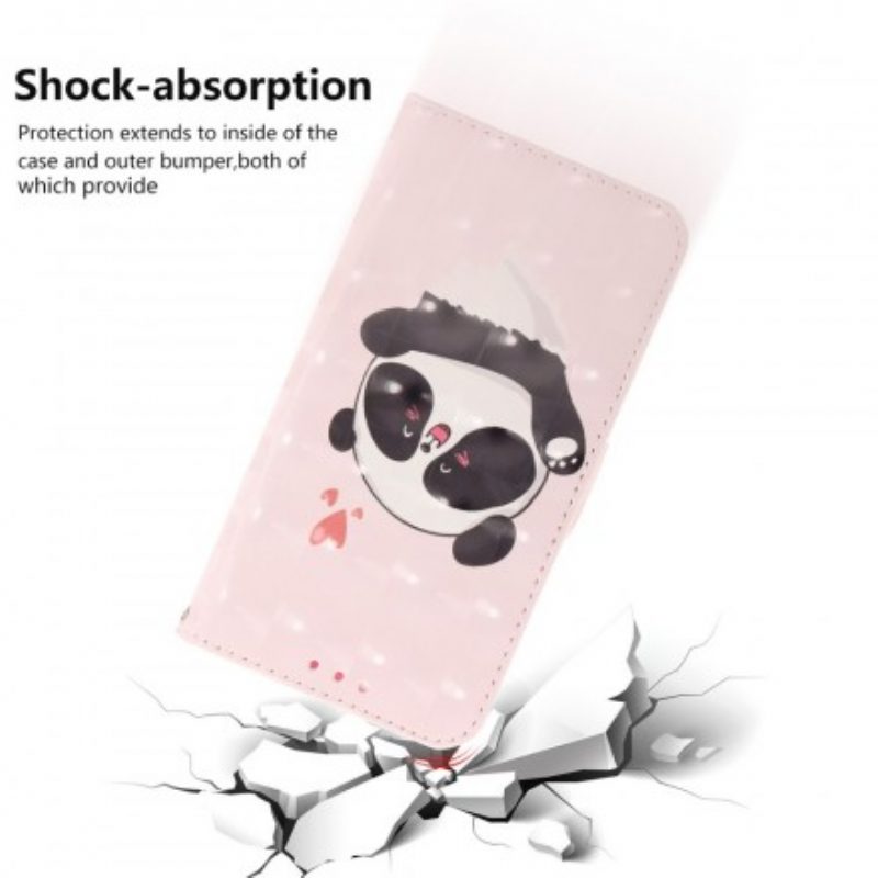 Flip Case Für Samsung Galaxy A20e Mit Kordel Panda Love Mit Schlüsselband