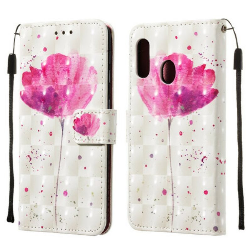 Hülle Flip Case Für Samsung Galaxy A20e Aquarellmohn