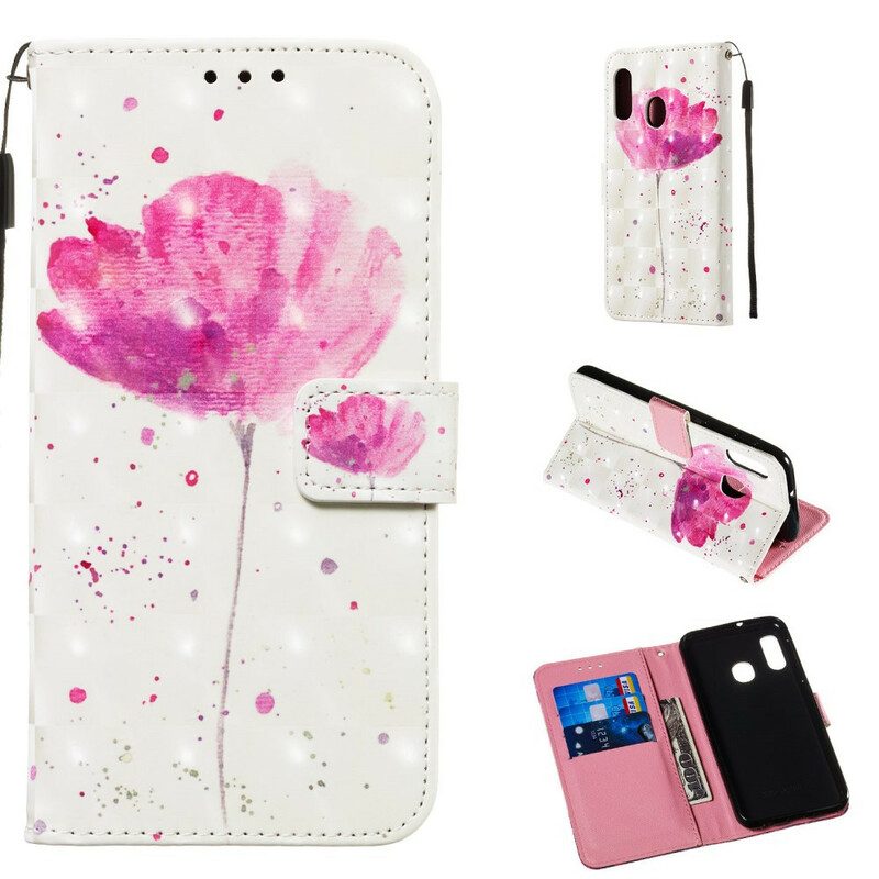 Hülle Flip Case Für Samsung Galaxy A20e Aquarellmohn