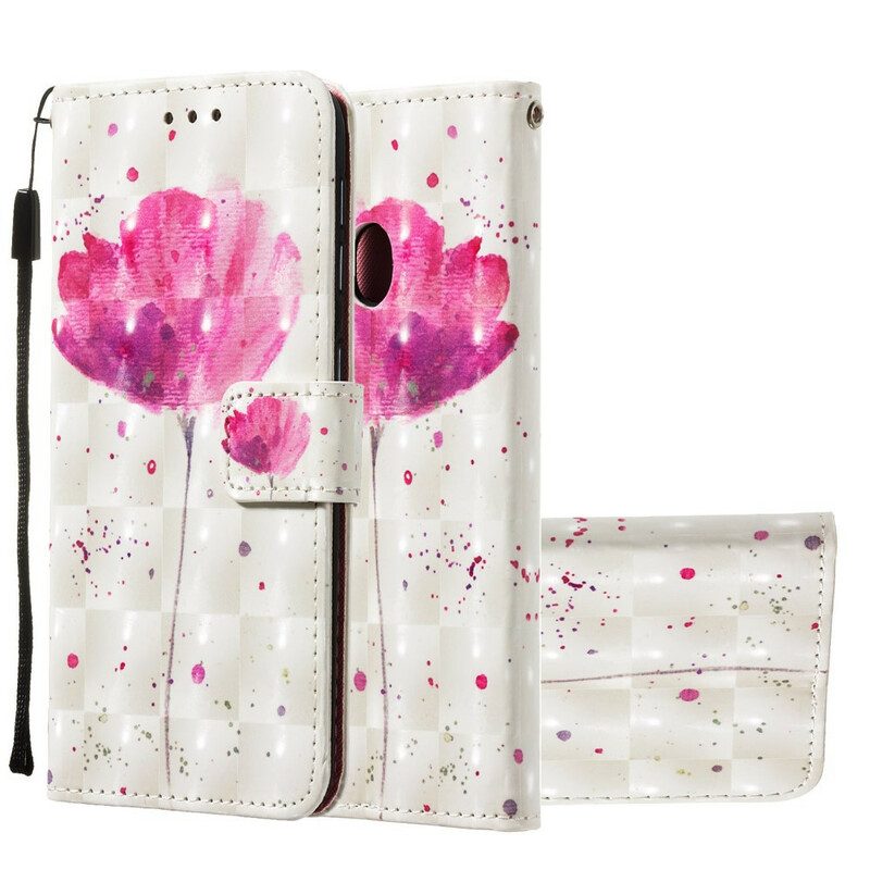 Hülle Flip Case Für Samsung Galaxy A20e Aquarellmohn