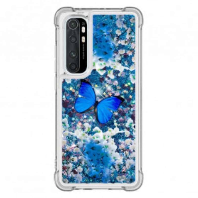 Hülle Für Xiaomi Mi Note 10 Lite Glitzernde Blaue Schmetterlinge