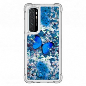 Hülle Für Xiaomi Mi Note 10 Lite Glitzernde Blaue Schmetterlinge