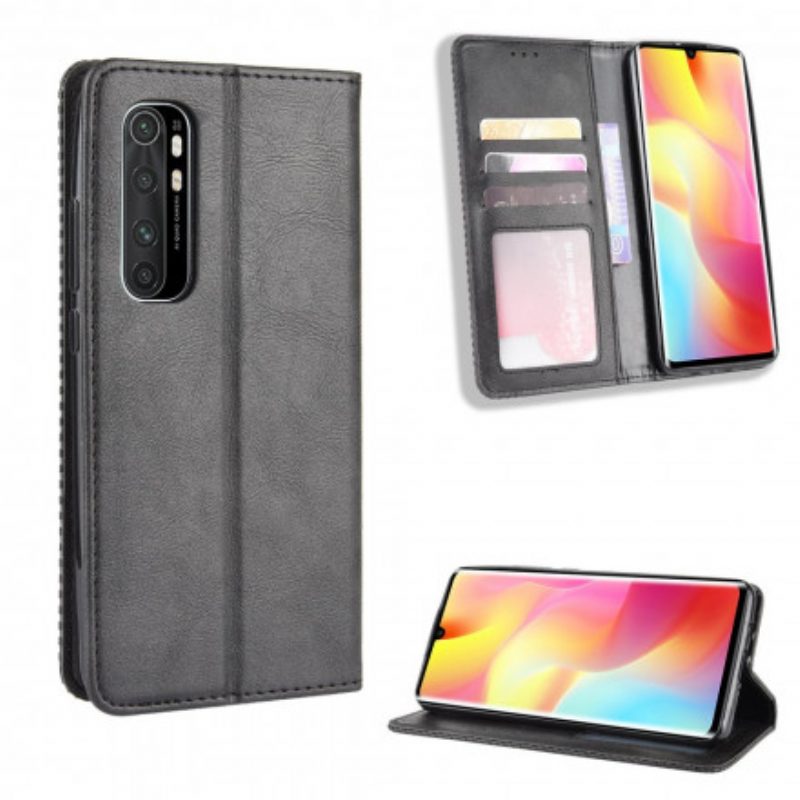 Schutzhülle Für Xiaomi Mi Note 10 Lite Flip Case Stilisierter Vintage-ledereffekt