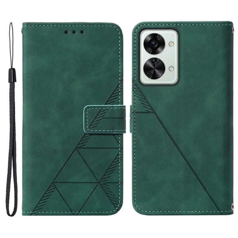 Flip Case Für OnePlus Nord 2T 5G Dreiecke Mit Lanyard