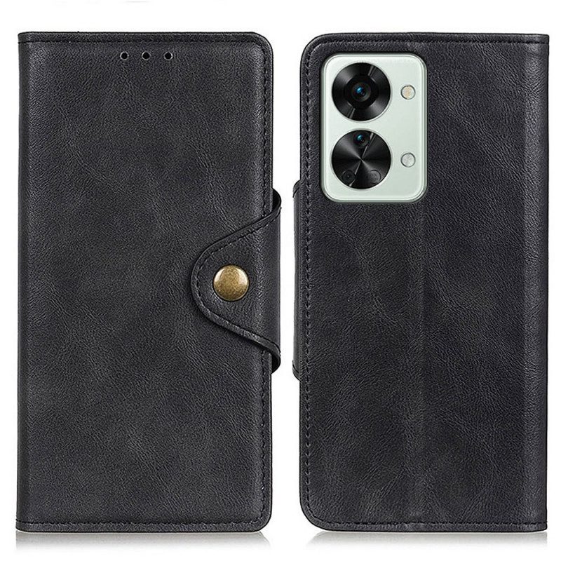 Flip Case Für OnePlus Nord 2T 5G Knopf Aus Kunstleder