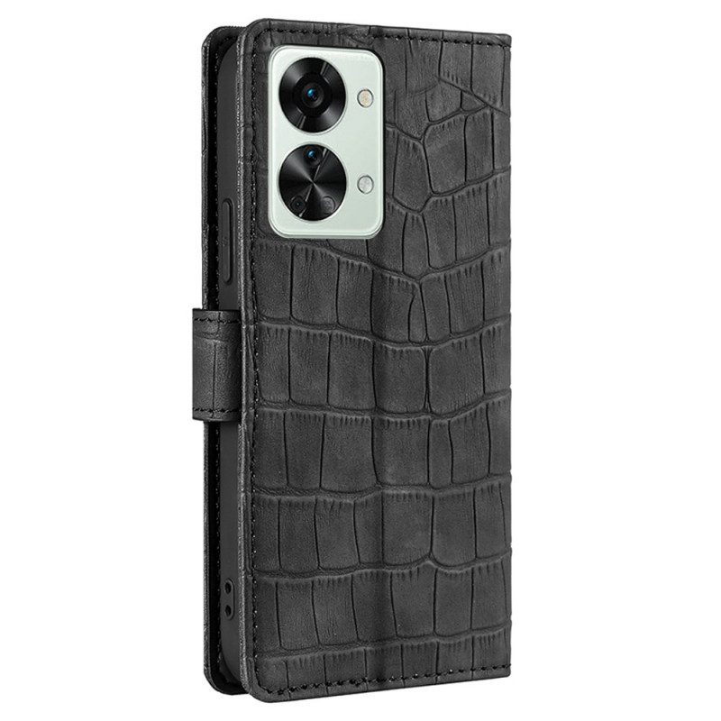 Flip Case Für OnePlus Nord 2T 5G Krokodilleder-stil