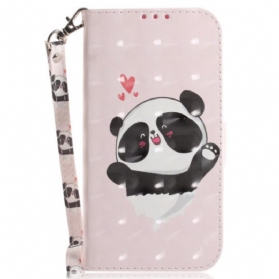 Flip Case Für OnePlus Nord 2T 5G Mit Kordel Panda Love Mit Schlüsselband