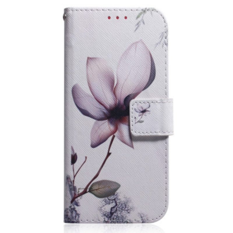 Flip Case Für OnePlus Nord 2T 5G Mit Kordel Riemchen-rosenblume