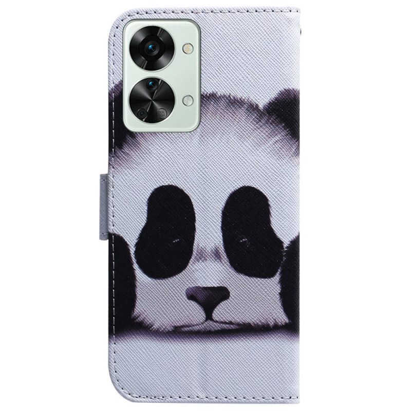 Flip Case Für OnePlus Nord 2T 5G Mit Kordel Riemchenpanda