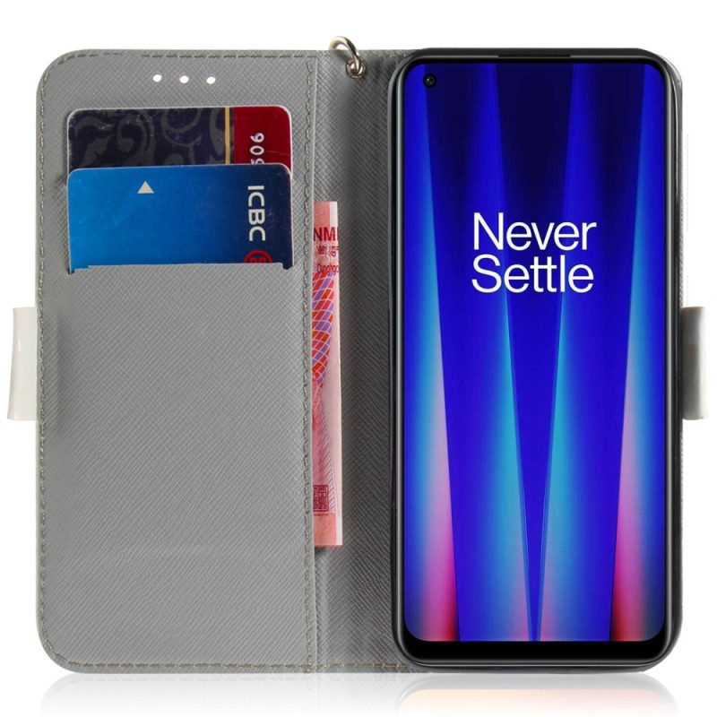 Flip Case Für OnePlus Nord 2T 5G Mit Kordel Süße Tanga-katze