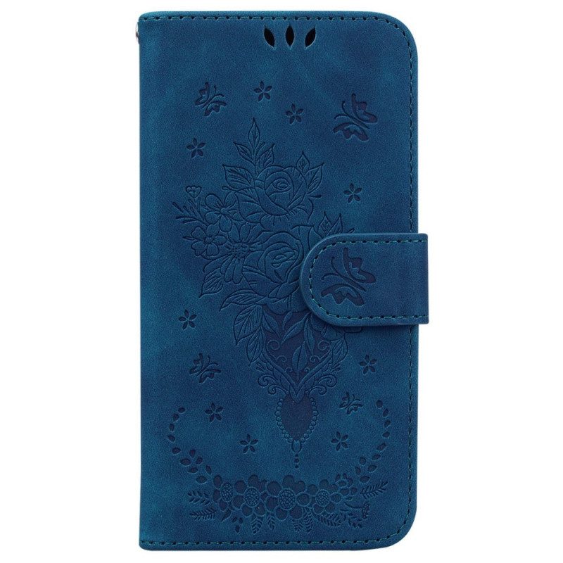 Flip Case Für OnePlus Nord 2T 5G Rosen Und Schmetterlinge