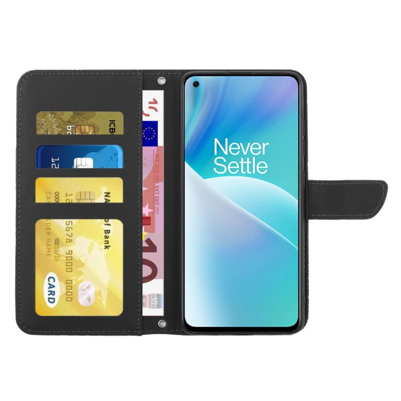 Flip Case Für OnePlus Nord 2T 5G Schmetterlinge Mit Schultergurt