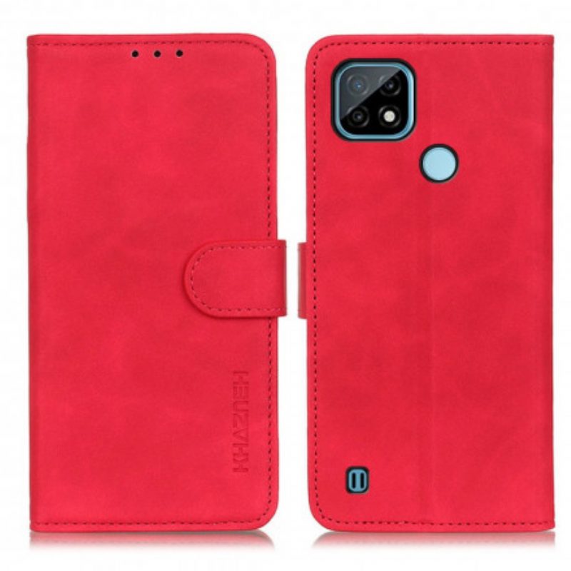 Flip Case Für Realme C21 Matter Vintage-ledereffekt Khazneh