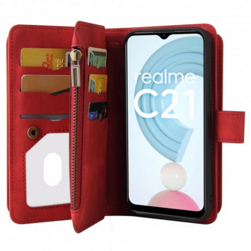 Flip Case Für Realme C21 Multifunktionaler Kartenhalter Für 10 Karten