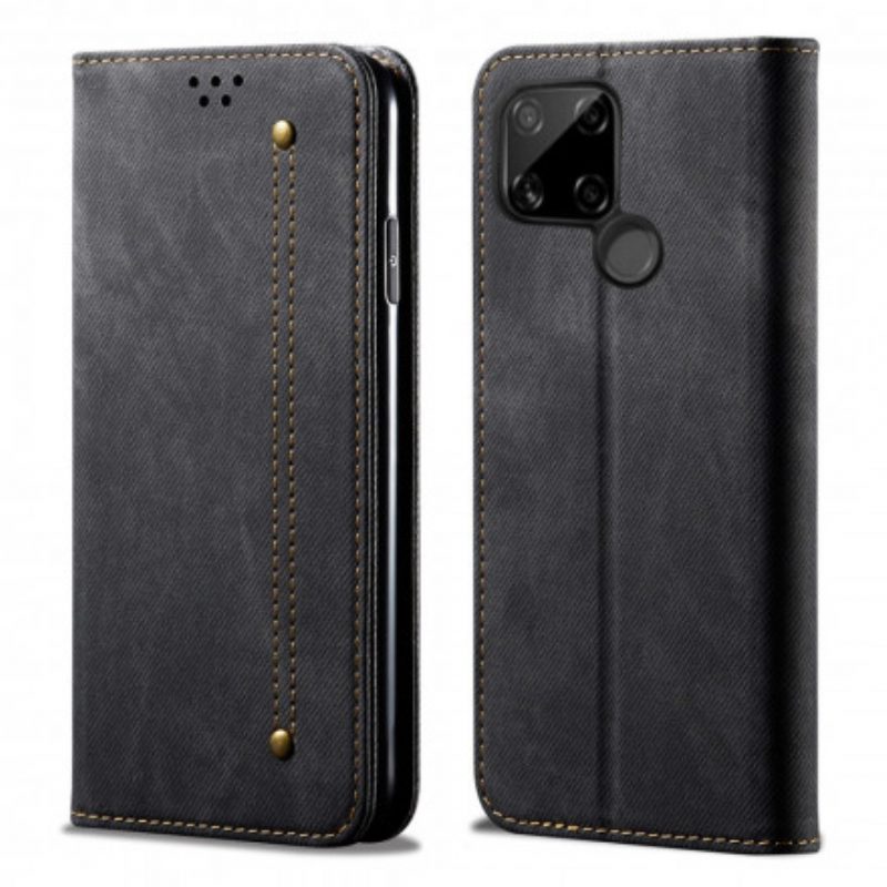 Schutzhülle Für Realme C21 Flip Case Kunstleder-jeans-textur