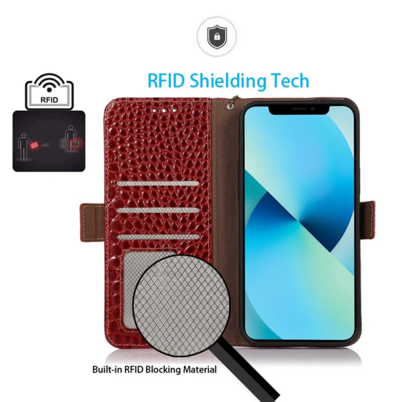 Flip Case Für OnePlus Nord CE 2 Lite 5G Echtleder Im Rfid-krokodil-stil