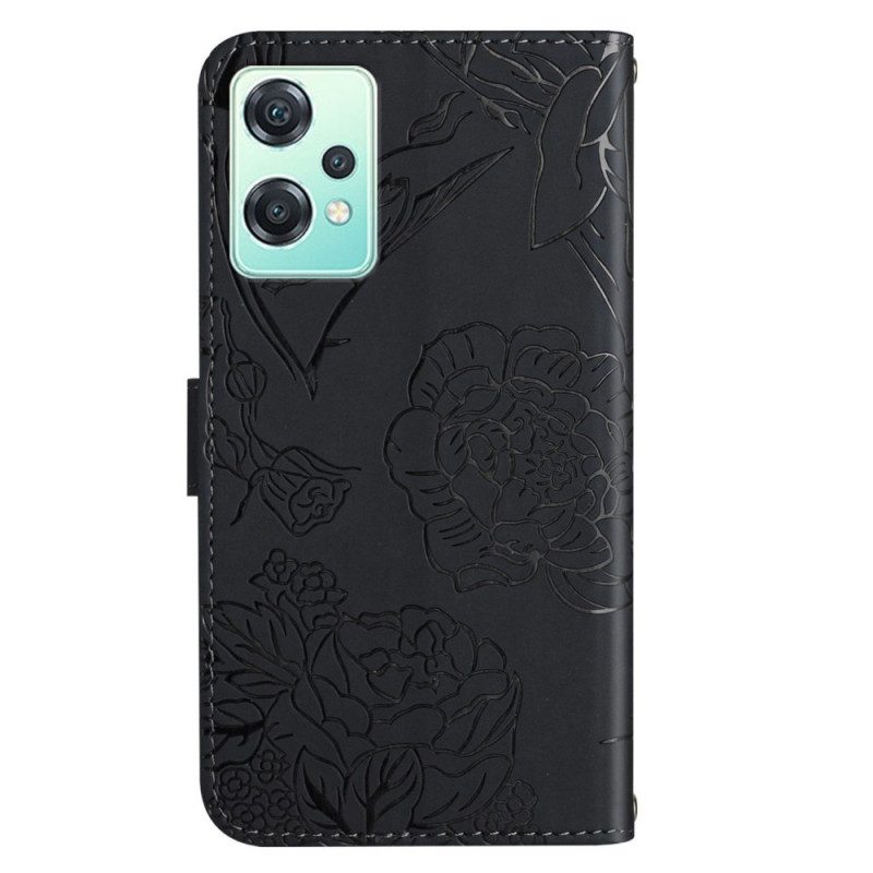 Flip Case Für OnePlus Nord CE 2 Lite 5G Schmetterlinge Und Schultergurt