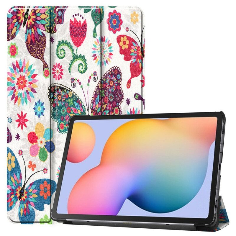 Schutzhülle Für Samsung Galaxy Tab S6 Lite Retro-schmetterlinge Und Blumen