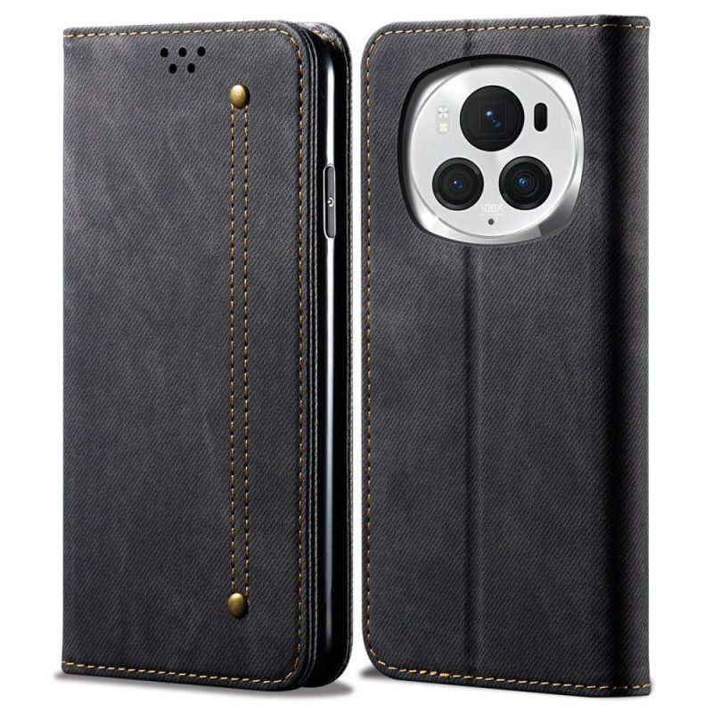 Flip Case Für Honor Magic 6 Pro Jeansstoff