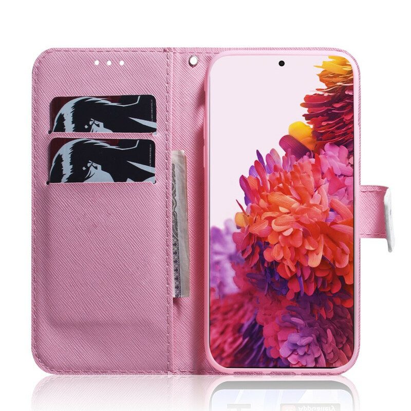 Flip Case Für Samsung Galaxy S21 Ultra 5G Blume Staubiges Rosa