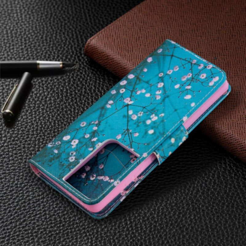 Flip Case Für Samsung Galaxy S21 Ultra 5G Blütenbaum