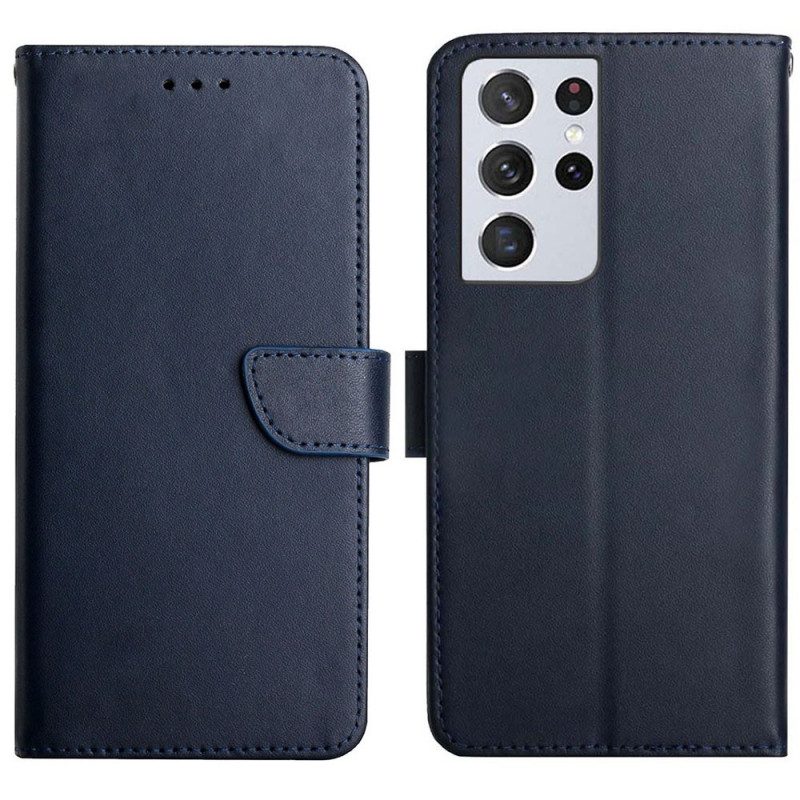 Flip Case Für Samsung Galaxy S21 Ultra 5G Echtes Nappaleder