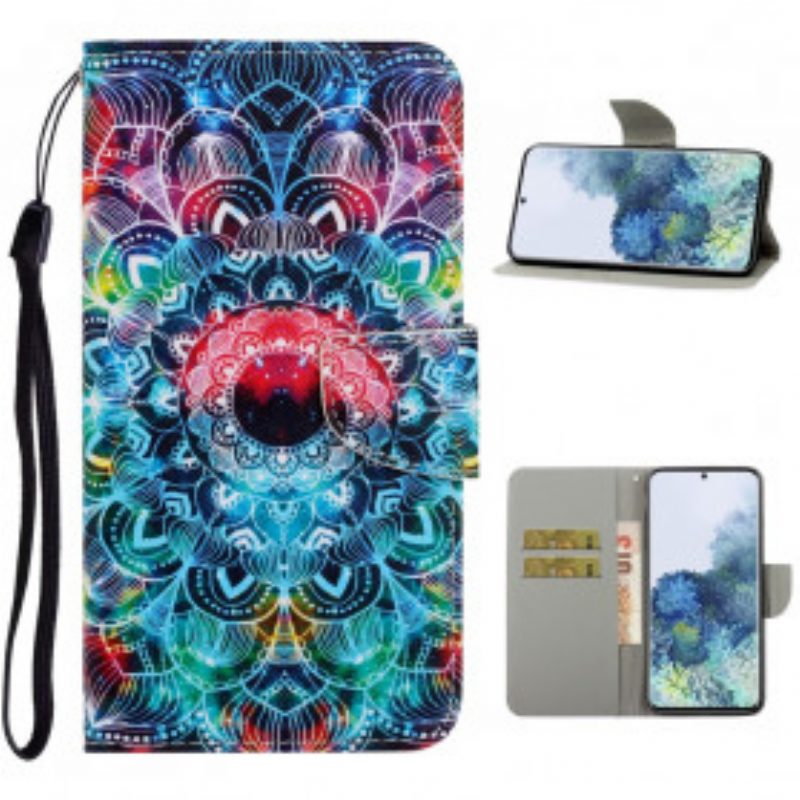 Flip Case Für Samsung Galaxy S21 Ultra 5G Mit Kordel Auffälliges Riemchen-mandala