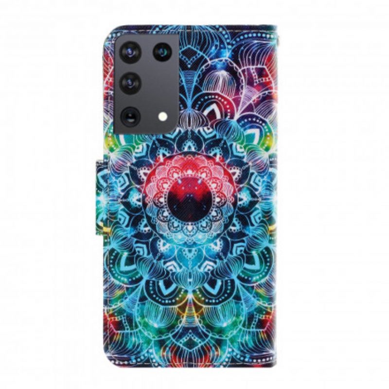 Flip Case Für Samsung Galaxy S21 Ultra 5G Mit Kordel Auffälliges Riemchen-mandala