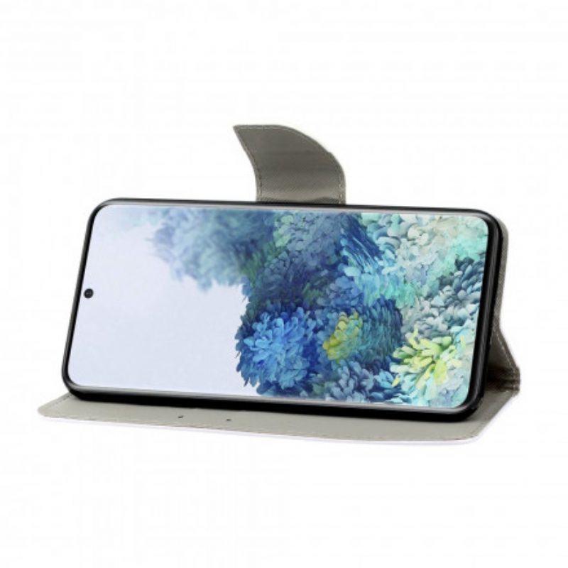 Flip Case Für Samsung Galaxy S21 Ultra 5G Mit Kordel Bunte Riemchenblumen