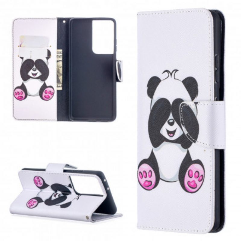 Flip Case Für Samsung Galaxy S21 Ultra 5G Panda-spaß