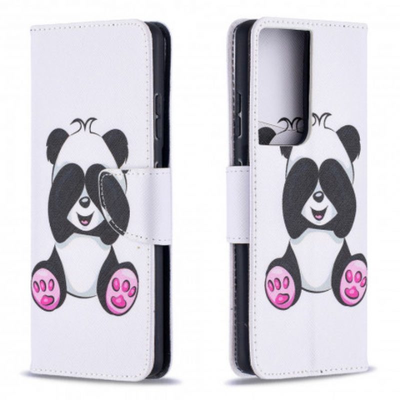 Flip Case Für Samsung Galaxy S21 Ultra 5G Panda-spaß