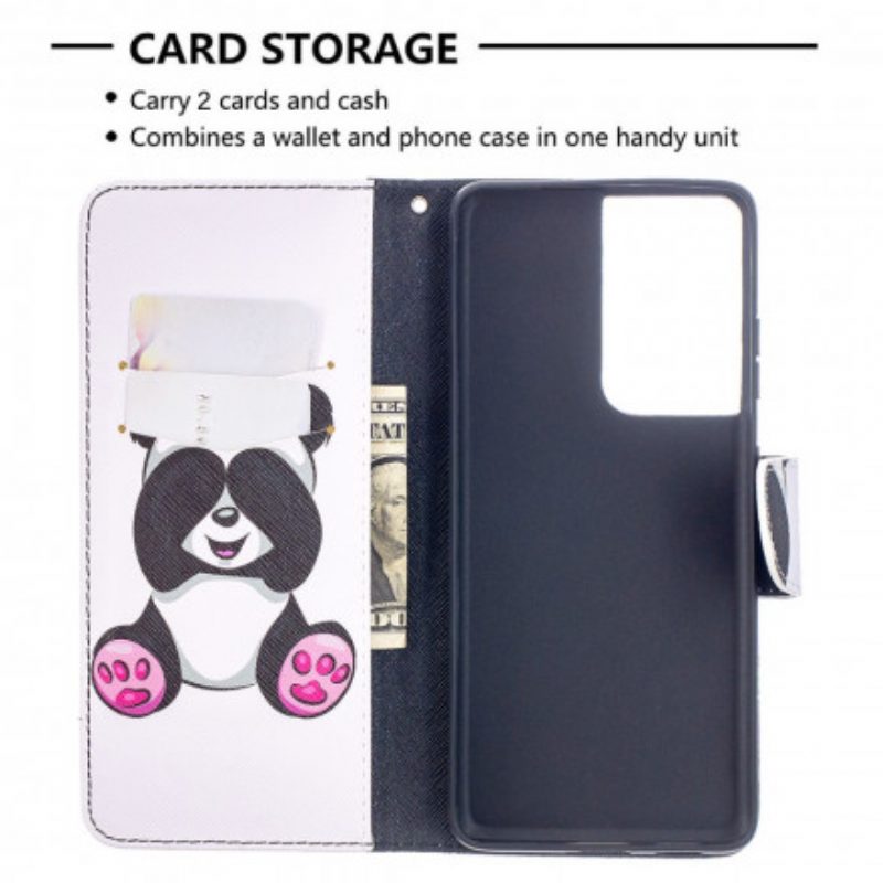 Flip Case Für Samsung Galaxy S21 Ultra 5G Panda-spaß