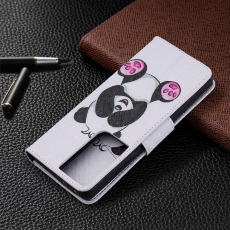 Flip Case Für Samsung Galaxy S21 Ultra 5G Panda-spaß